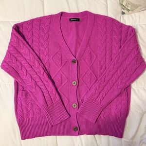 Olivaceous Cable Knit Button Down Sweater